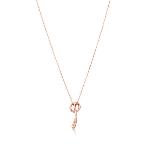 Tiffany & Co./蒂芙尼 Elsa Peretti系列 18K金玫瑰金Q字母吊墜項(xiàng)鏈 29893195