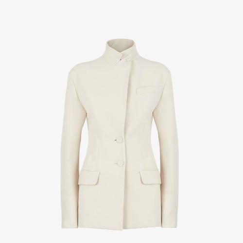  FENDI芬迪 22年秋冬 女士 夾克 白色粒面de poudre羊毛夾克 FJ7293AJYFF1IHA