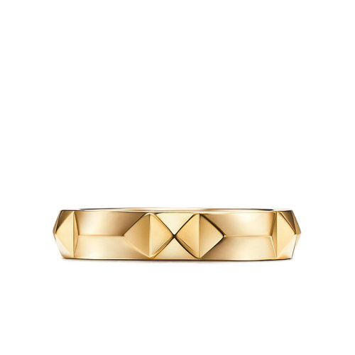 Tiffany & Co./蒂芙尼 True系列 18K金黃金斜邊設(shè)計(jì)4mm寬簡(jiǎn)約戒指婚戒GRP11963