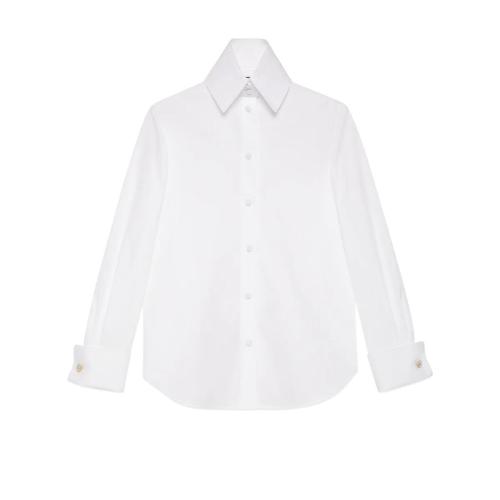  GUCCI古馳 22年秋冬 女士 可拆卸衣領(lǐng)棉府綢襯衫 680162 Z3854 9000