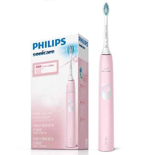 Philips/飛利浦 電動(dòng)牙刷凈齒呵護(hù)型成人聲波震動(dòng)牙刷2種潔齒強(qiáng)度可選力度感應(yīng)粉色HX6806/02