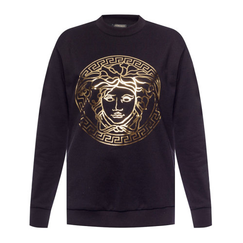 VERSACE/范思哲 女士純色棉質(zhì)經(jīng)典美杜莎頭像裝飾圓領(lǐng)長(zhǎng)袖上衣衛(wèi)衣運(yùn)動(dòng)衫套頭衫 A83935-A227994 多色可選