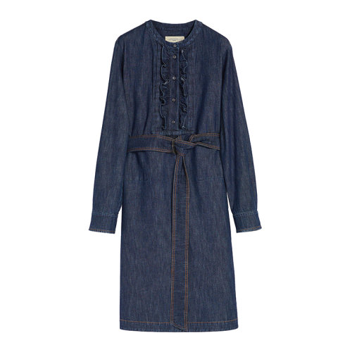 MaxMara/麥絲瑪拉 22年早春新款 NELLA系列 女士深藍(lán)色棉質(zhì)牛仔布連衣裙5221052706001