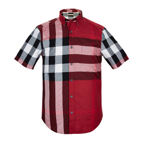 BURBERRY/博柏利男裝 服飾 時尚百搭 紅色格紋 棉質(zhì)半袖上衣 男士短袖襯衫 4004625