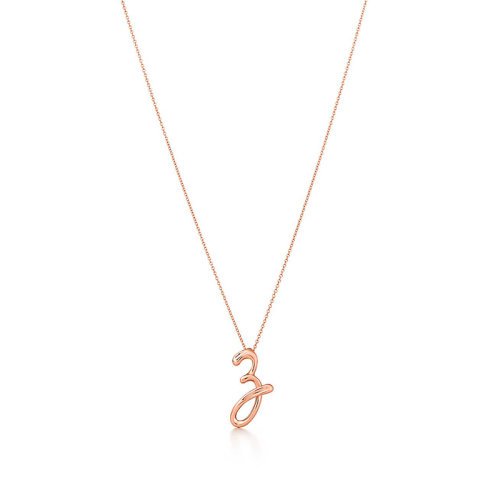 Tiffany & Co./蒂芙尼 Elsa Peretti系列 18K金玫瑰金Z字母吊墜項(xiàng)鏈 29893012