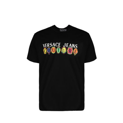 VERSACE JEANS/范思哲牛仔  男士男裝黑色棉質圓領短袖T恤  B3GWA7PA30457 899  GMH0034C
