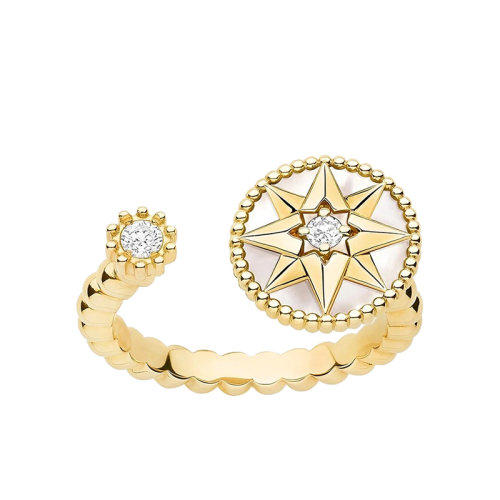 DIOR/迪奧 Rose des vents羅盤系列 18K金鑲嵌一顆獨(dú)鉆和白色貝母風(fēng)中的玫瑰羅盤戒指 JRDV95152_0000