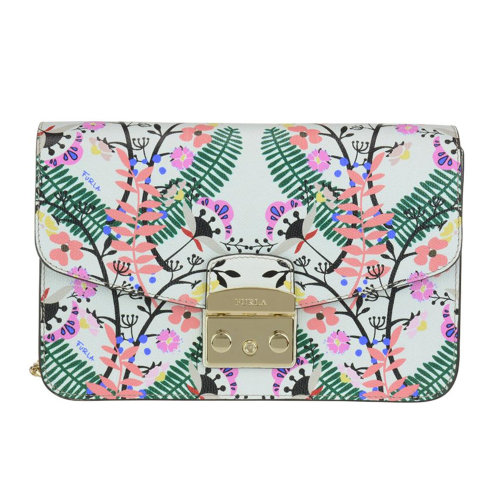 Furla 芙拉 Metropolis系列 女士單肩包斜跨包 941800白色花卉印花