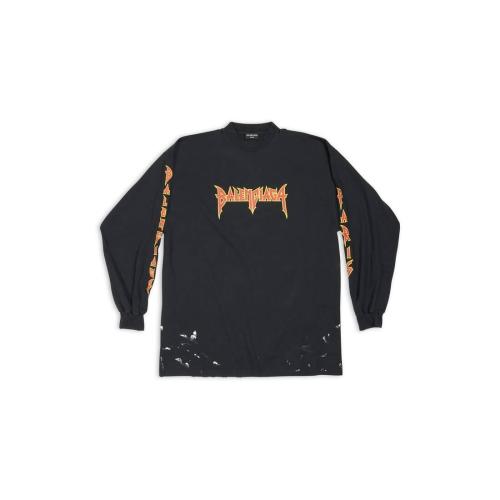  BALENCIAGA巴黎世家 22年秋冬 男士 長袖T恤 METAL LONG SLEEVE T-SHIRT OVERSIZED 693949TMV8