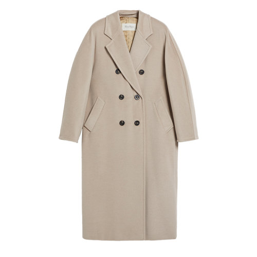 MaxMara/麥絲瑪拉 22年秋冬新款 MADAME系列 女士米色高級(jí)定制明線飾面初剪羊毛大衣1018012906002
