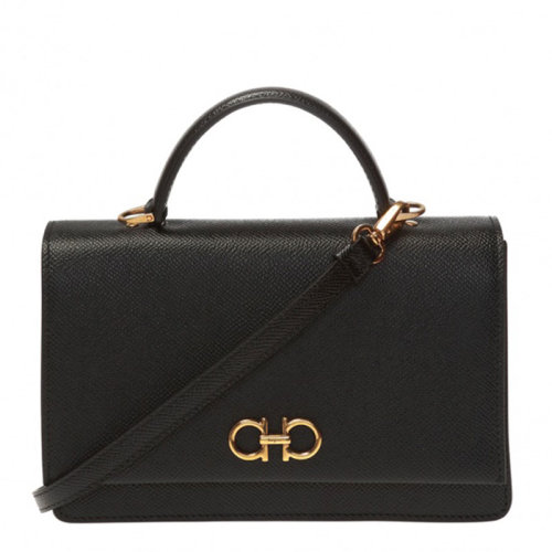 Salvatore Ferragamo/菲拉格慕 女士 女包 黑色皮革斜挎包單肩包 22D866 0726522