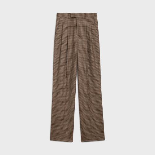  CELINE賽琳思琳 22年秋冬 女士 休閑褲 MARGARET格紋羊毛長(zhǎng)褲 2P580037K.04DB