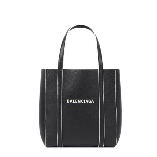 Balenciaga/巴黎世家 21新款EVERYDAY系列 女士XXS款黑色白色牛皮革單肩手提托特包551815D6W2N1099