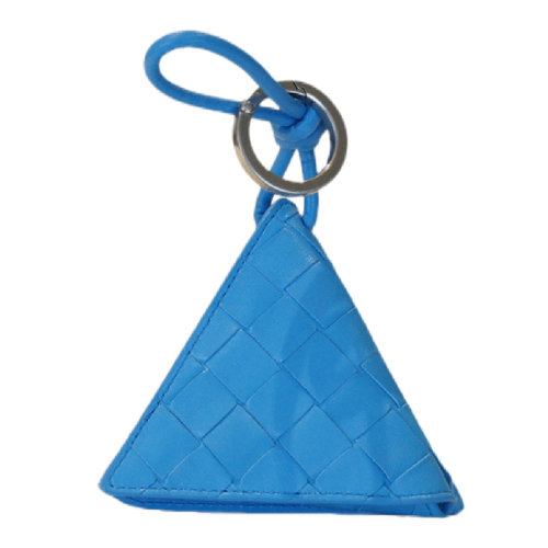 Bottega Veneta/葆蝶家 女士藍(lán)色羊皮經(jīng)典編織按扣開(kāi)合鑰匙包 629578-VCPP3-4611
