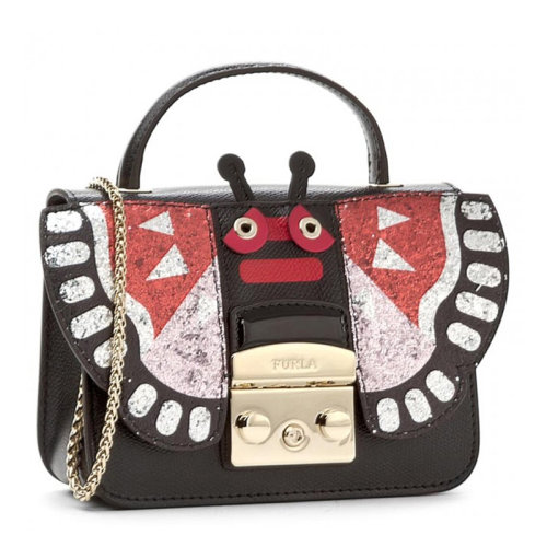 FURLA/芙拉 女士拼色皮革蝴蝶形狀手提包單肩包斜挎包小方包女包