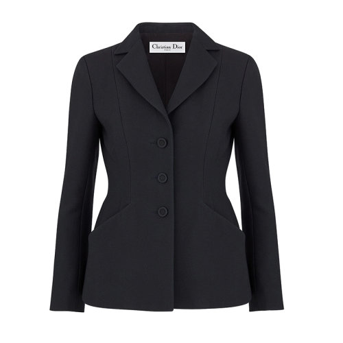 DIOR/迪奧 單排扣黑色羊毛和真絲 BAR 30 MONTAIGNE女士夾克841V01A1166_X9000