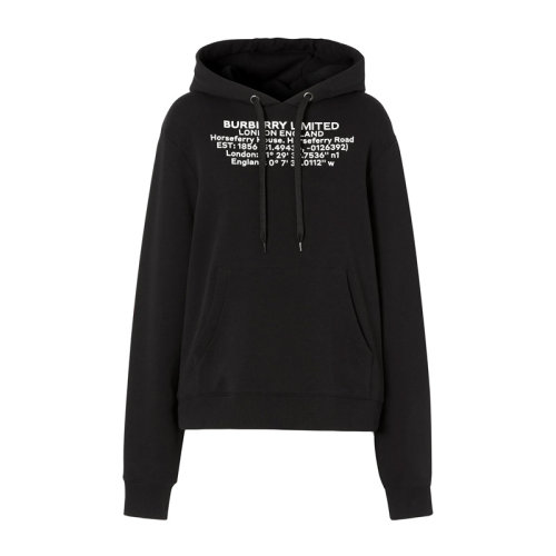 Burberry/博柏利  女裝 服飾 黑色連帽棉質(zhì)字母印花 女衛(wèi)衣 8024