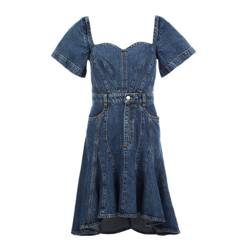 Alexander McQueen/亞歷山大麥昆22春夏女士牛仔連衣裙687406QMABP