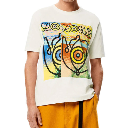 LOEWE/羅意威 22年春夏新款 男士白色/多色純棉Eye自然徽章刺繡短袖T恤H664Y22J23-2016