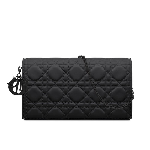 DIOR/迪奧 LADY DIOR系列 黑色啞光小牛皮黑鏈斜挎單肩三合一包 S0204SLOI_M989