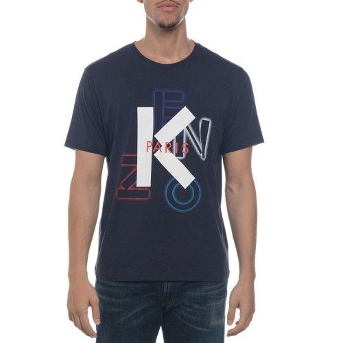 Kenzo/高田賢三  男裝 服裝 男士藍色棉質字母印花LOGO 男士短袖T恤