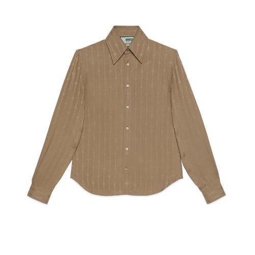  GUCCI古馳 22年秋冬 男士 Gucci HA HA HA特別系列互扣式雙G襯衫 672323 ZAHQ4 2269