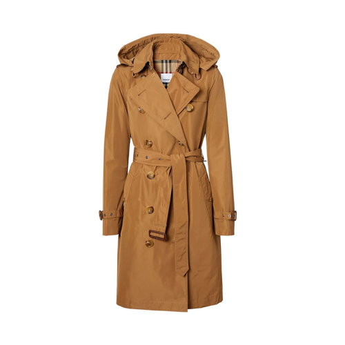BURBERRY/博柏利 女士卡其色棉質中長款大衣風衣 8033521