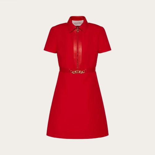  VALENTINO華倫天奴 22年秋冬 女士 連衣裙 ROBE VLOGO CHAIN EN CREPE COUTURE 1B3VAZR51CF157