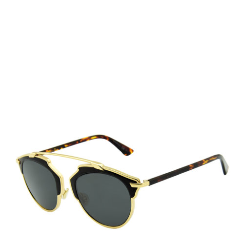 DIOR/迪奧 個性 摩登 合金 皮革 華麗 女士 太陽鏡 金色鏡框 灰色鏡片 墨鏡 眼鏡 DIORSOREAL/L 48mm DIOR 迪奧