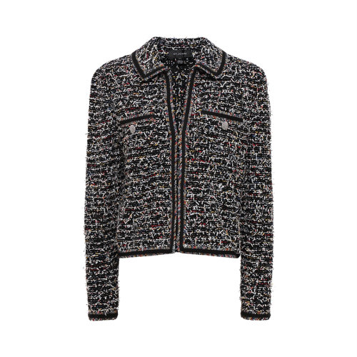 St. John/盛薔 黑色羊毛針織小香風(fēng)短款女士夾克K6100P3