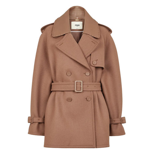 FENDI/芬迪 女士棕色羊毛短款風衣FF8838AHL2F1EPS