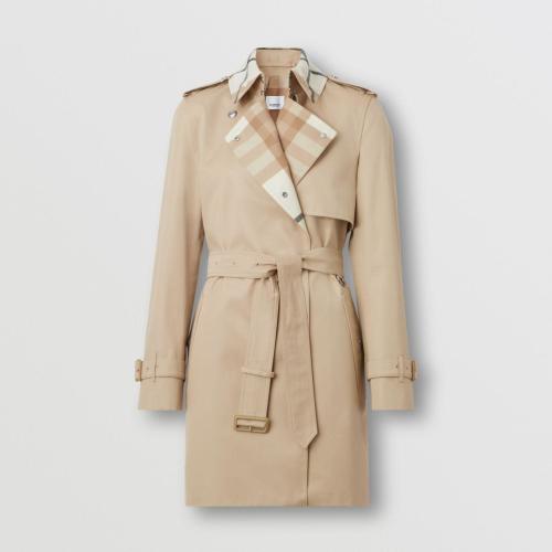  BURBERRY 22年秋冬 女士 格紋裁片棉質(zhì)嘎巴甸 Trench 風(fēng)衣 80569471