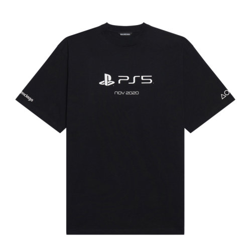 Balenciaga/巴黎世家 男士純色棉質(zhì)經(jīng)典字母徽標(biāo)印花裝飾寬松版型圓領(lǐng)復(fù)古運(yùn)動衫短袖上衣T恤 651795-TKVF3 多色可選