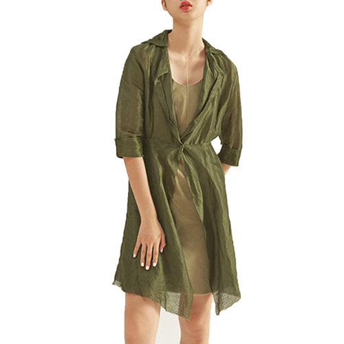 nisiss/怡夕兩件式微收腰中袖風(fēng)衣女士風(fēng)衣n091xc07