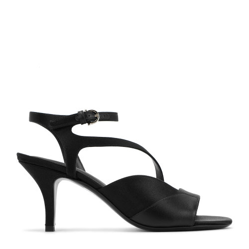 Salvatore Ferragamo/菲拉格慕 黑色 女士OLGA緞面皮質(zhì)拼接高跟涼鞋 725008-01Q869-OLGA 70T 20