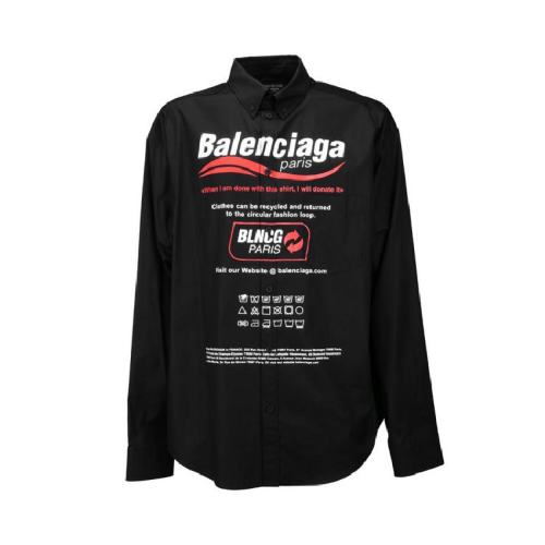  Balenciaga/巴黎世家 男士黑色棉質(zhì)長袖襯衫 664626TEM16 1000 PLFSX