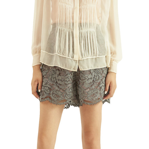 19年秋冬款nisiss/怡夕粉底蕾絲網(wǎng)布短褲女士短褲n172xi10