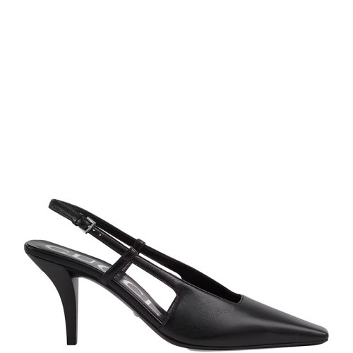 GUCCI/古馳 22年春夏新款 女士黑色皮革后系帶淺口中跟鞋?674666C9D001000