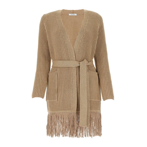 MaxMara/麥絲瑪拉 女士卡其色羊毛V領(lǐng)開衫外套羊毛衫針織衫 13461003-600-001