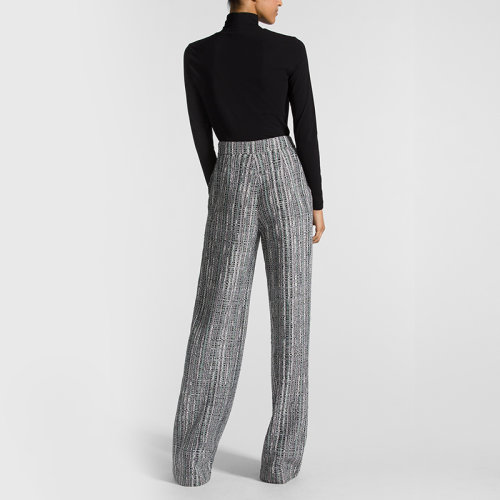 St.John/盛薔女士條紋針織羊毛修身寬松直筒闊腿女士休閑褲K81X011