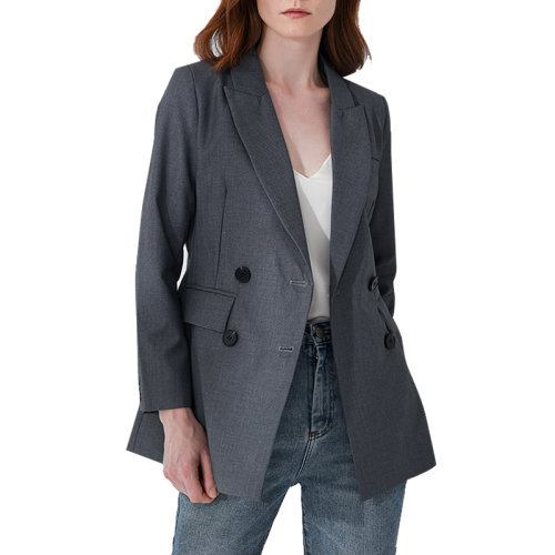 GeleiStory/GeleiStory  秋季新款西裝領氣質職場通勤收腰雙排扣西服外套  女士西服
