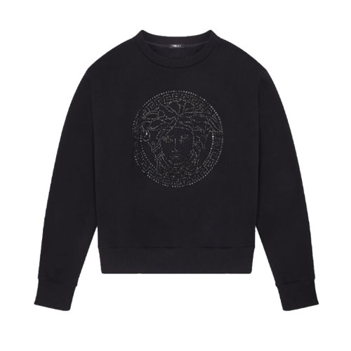 VERSACE/范思哲  女裝女士黑色棉質(zhì)時(shí)尚百搭美杜莎頭像圓領(lǐng)長(zhǎng)袖衛(wèi)衣  1001570-1A01174-1B000