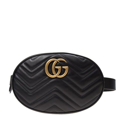 GUCCI/古馳  沈夢辰同款 女士牛皮金屬logo絎縫GG時尚腰包