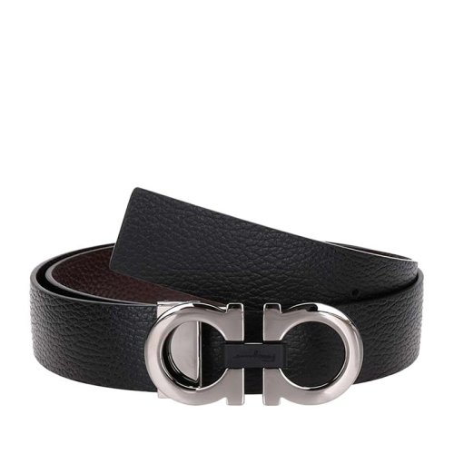 Salvatore Ferragamo/菲拉格慕 男士雙色兩面可用商務(wù)休閑牛皮腰帶皮帶可裁剪 黑色/咖色 67-8783-476361