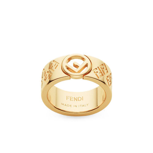 FENDI/芬迪  FF系列 女士金色雕花FF圖案戒指 8AG796A6FFF0CFK