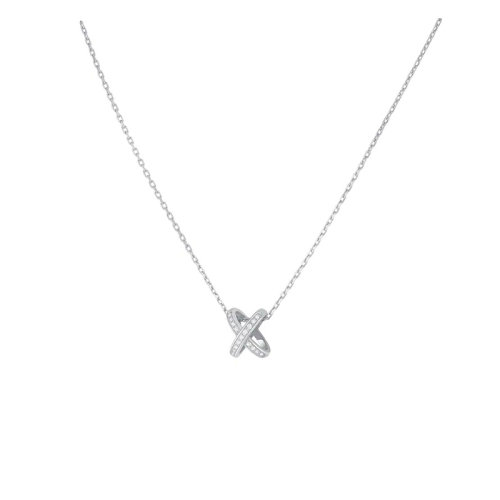 Chaumet/尚美  Jeux de Liens系列 女士18k金白金交叉鏈節(jié)點綴寶石吊墜082215