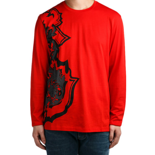 VERSACE/范思哲 男裝 服飾 圓領棉質紅色 男士長袖T恤
