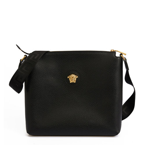 VERSACE/范思哲 男士黑色牛皮經(jīng)典美杜莎頭像裝飾拉鏈開合單肩包斜挎包郵差包信使包男包 DFB5569-DGOVV-D41OH