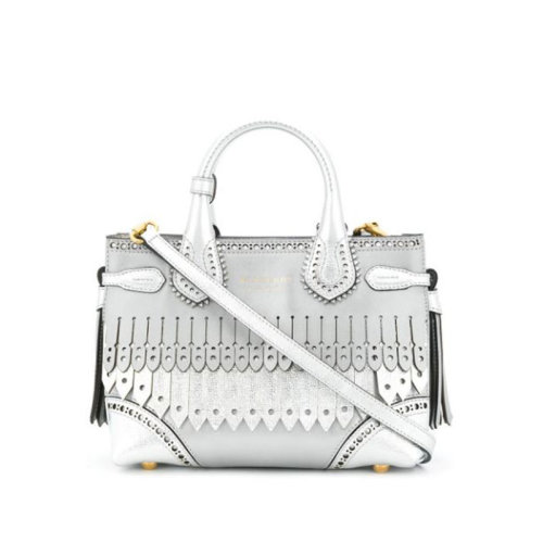 BURBERRY/博柏利 巴寶莉 女包 時尚 女士 銀色牛皮革手提單肩斜跨包 40643171 HJH0015X