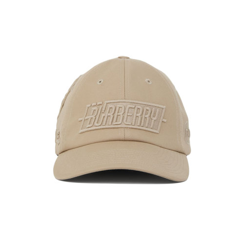 BURBERRY/博柏利 22年秋冬新款 男士柔黃褐色純棉徽章嵌花嘎巴甸棒球帽鴨舌帽80561241